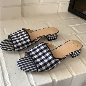 Checkered black mules. Sz 7